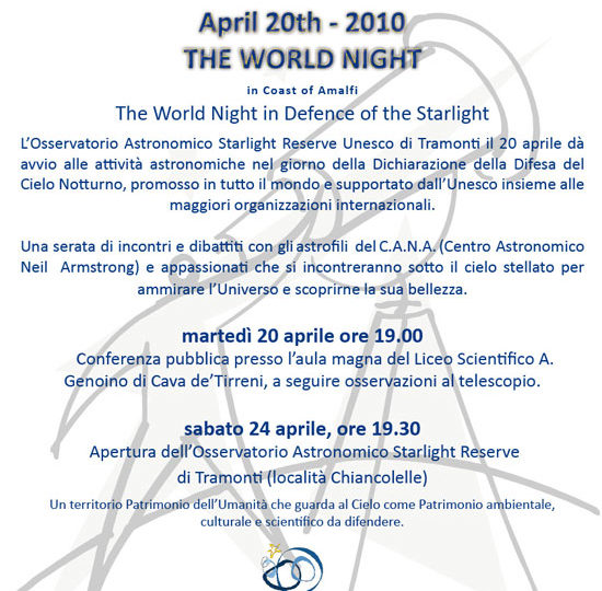 The World Night in Defence of the Starlight – La Notte Mondiale in Difesa del Cielo Stellato