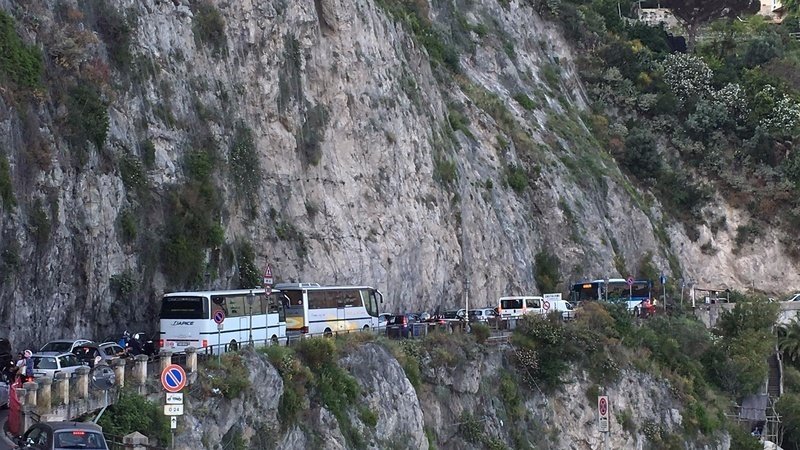 STOP THE INVASION OF BUSES GRAND TOURISM ON THE PUBLIC ROAD 163 AMALFI COAST